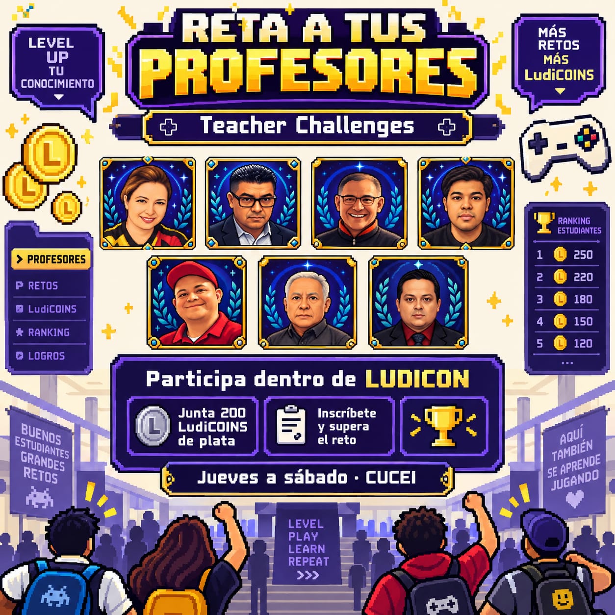 Reta a tus profesores: inscríbete, supera sus retos y consigue insignias en Ludicón